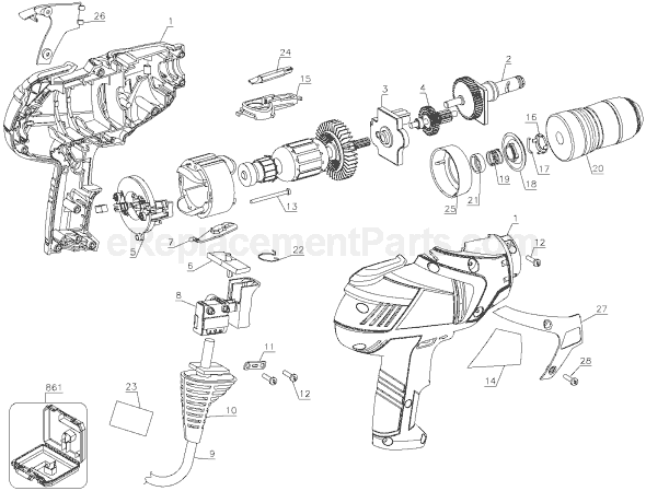 Page A Diagram and Parts List for FS6000FD Type 1 Black and Decker Electric Drill